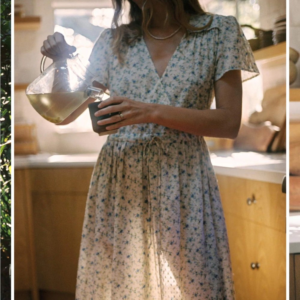 Christy Dawn Floral Wrap Dress in Blue and White